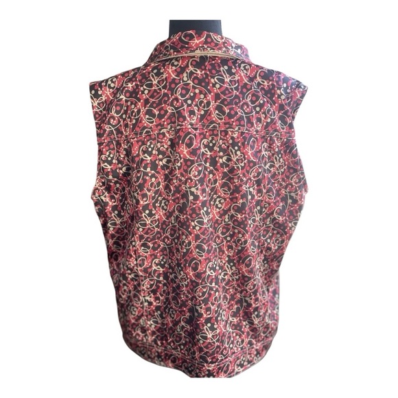 Reversible Women’s Vest Brushed Suede Tan Satin Paisley Button Up Classy Sz Lg - Picture 4 of 6